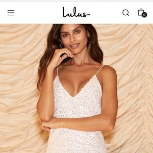 Lulu’s force of fashion white sequin mini dress. Size XS